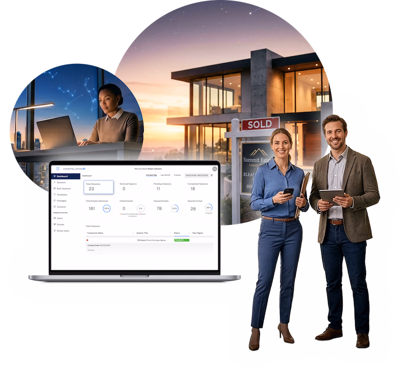 Real estate professionals and Constellation1 product interfaces