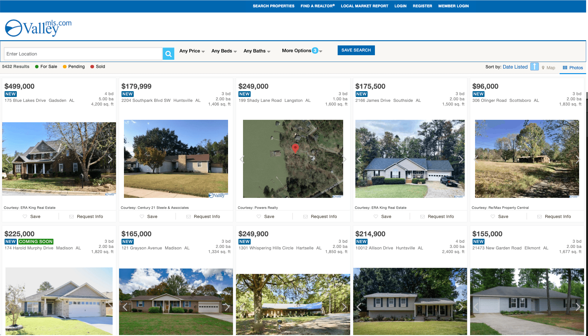 ValleyMLS search properties screenshot