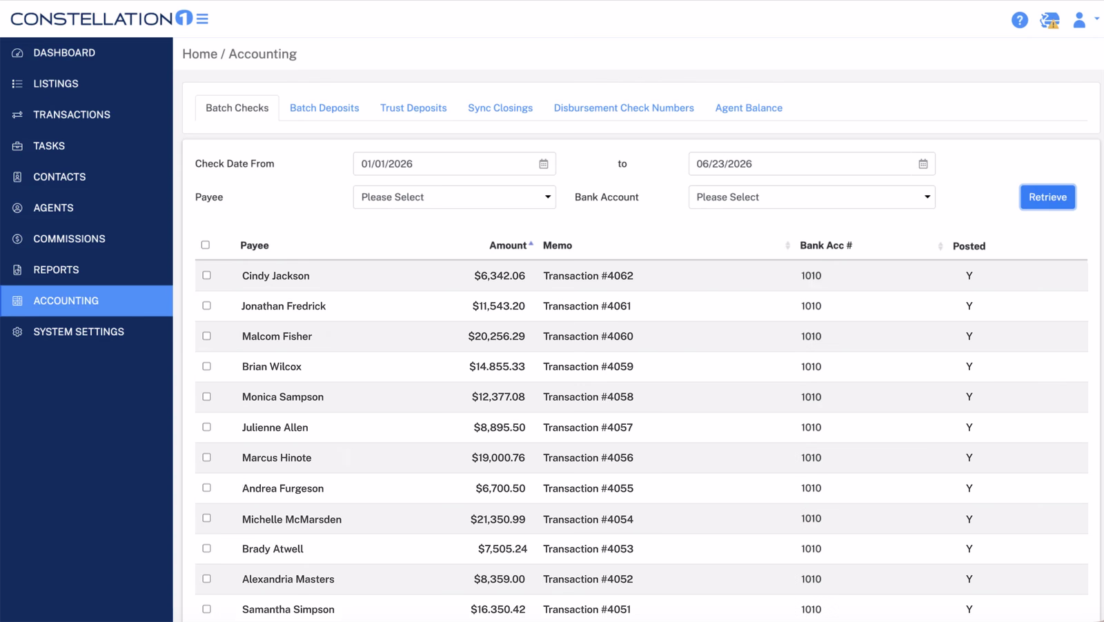 Payment management workflow in Constellation1 Commissions
