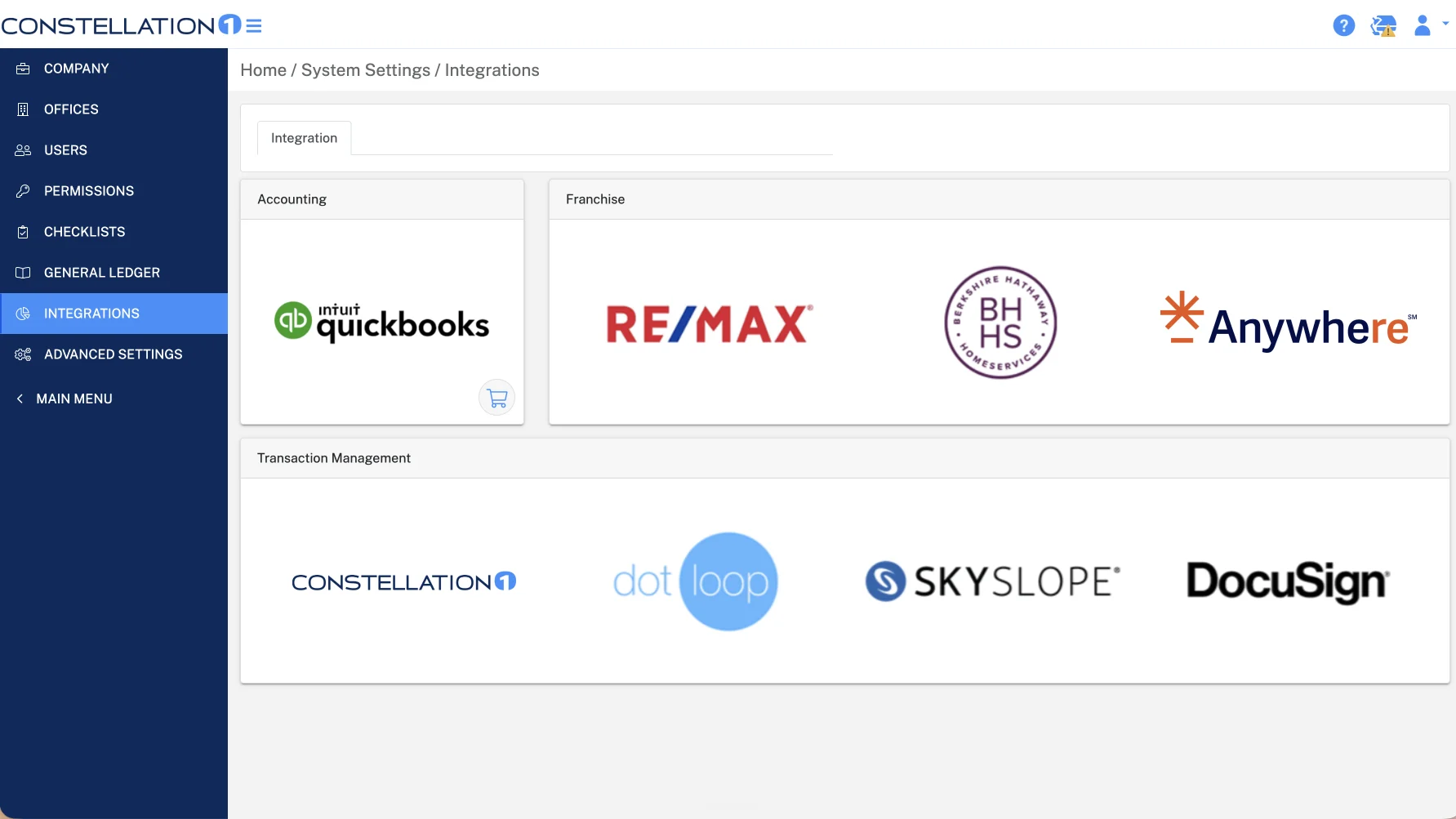 Constellation1 Commissions integrations with accounting, franchise, and transaction platforms